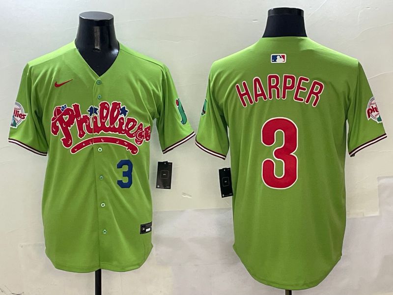 Men Philadelphia Phillies #3 Harper Green Five generations Nike 2025 MLB Jersey style 3